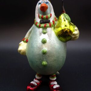 Glass Ornament Partridge with pear